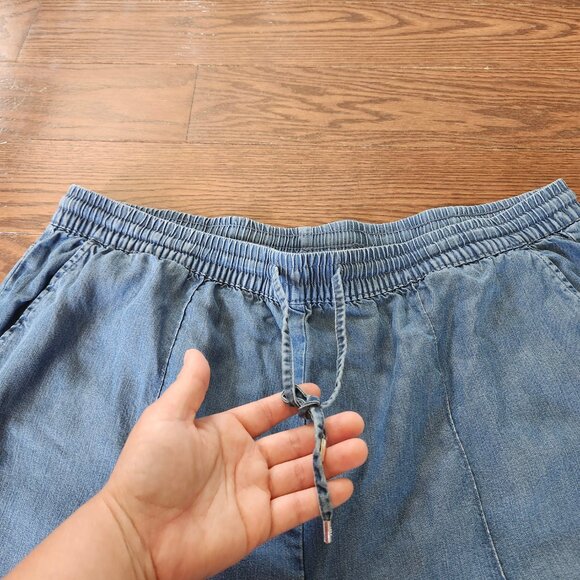 Jones New York Signature Pants Womens Ankle Pull on Sz Large Chambray - Picture 7 of 12